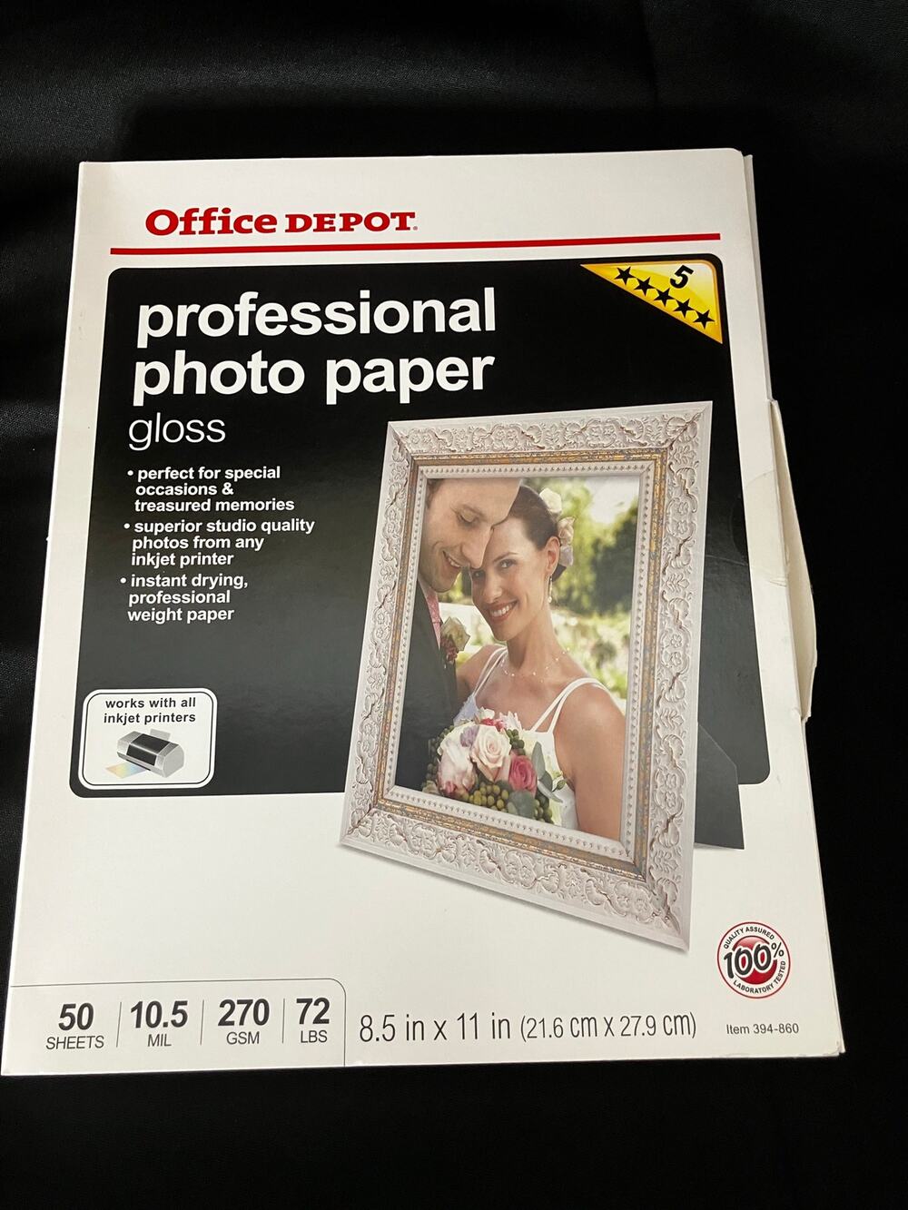 Office Depot Professional Glossy Photo Paper 8.5" x 11" 38 Sheets Open Box